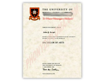 University of Waikato - Fake Diploma Sample from New Zealand
